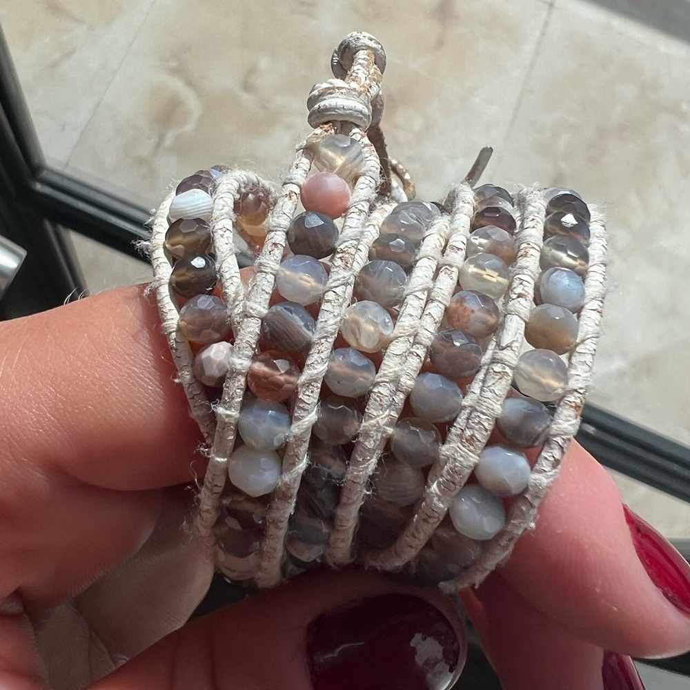 Chan Luu White Five Wrap Botswana Bracelet